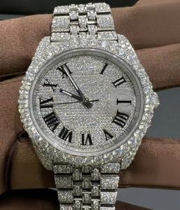 Reloj con Esfera Redonda de Cristal con Incrustaciones de Diamantes Moissanite, Cierre de Brazalete, Acero Inoxidable de Dos Tonos, Automático, Resistente al Agua 10 Bar - Product Image 1