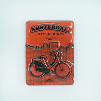 Aimant de réfrigérateur 3D en bois et aluminium Amsterdam, design Art Déco, vélo hollandais, tulipe, canal, maison, souvenir de voyage touristique