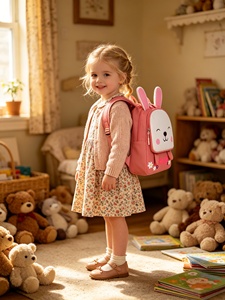 Adorable Mochila de Conejito de Dibujos Animados en 3D para Niñas Pequeñas, Bolsa Escolar para Niños Pequeños, Multiusos, para Llevar al Hombro o en la Mano - Product Image 1