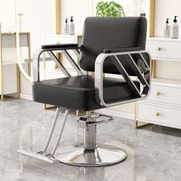 Chaise de coiffure moderne et élégante, chaise de salon réglable, mobilier commercial, chaise de barbier robuste en acier inoxydable, rotation à 360 degrés