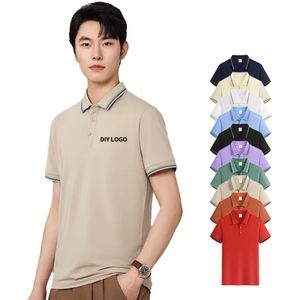เสื้อโปโลผู้ชายไซส์ใหญ่ พิมพ์โลโก้ได้ตามต้องการ ผ้ายืดผสมโพลีเอสเตอร์ แขนสั้น สำหรับกอล์ฟ ยูนิฟอร์ม เสื้อยืดโปโล เสื้อโปโลสำหรับเล่นกีฬา - Product Image 1
