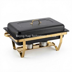 Plat de Présentation Commercial Pliable Noir et Or de Luxe 9L pour Mariages Modernes, Cafés et Événements Haut de Gamme – Maintien au Chaud des Aliments - Product Image 4