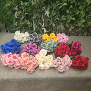 S0347 <span class=keywords><strong>precio</strong></span> barato boda floral falsa 9 cabeza Rosa Flores de seda de imitación decoración del hogar <span class=keywords><strong>ramo</strong></span> de <span class=keywords><strong>rosas</strong></span> artificiales para Decoración - Product Image 5