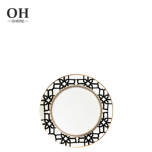 Shanxi Ouhe assiette en céramique de couleur noir et blanc classique Usine en gros assiette de présentation de mariage de luxe ensemble de vaisselle de banquet - Product Image 5
