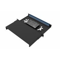 Panel Patch Splitter PLC Serat Optik Hitam 144 Port, Adaptor LC Tahan Air 1U 2U 19-Inci ODF Kepadatan Tinggi, Garansi 30 Tahun
