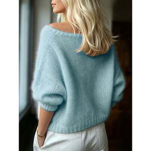 เสื้อสเวตเตอร์แขนทรงปีกค้างคาวสีเทาอมชมพูอ่อนสำหรับผู้หญิง - Product Image 4