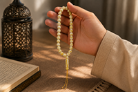 45 Butir Tasbih Imitasi Amber Rusia, Butiran Doa Bermotif Marmer, Tasbih Oval untuk Ibadah Islam & Hadiah Idul Fitri