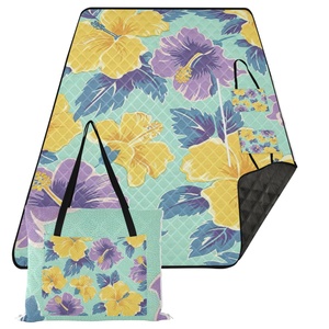 New Style Picnic Tote Handbag Oxford Cloth <b>Waterproof</b> Picnic Beach Mat Puakenikeni Custom Design Camping Blanket - Product Image 1