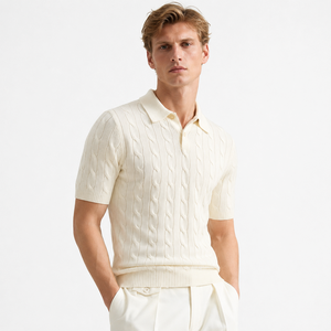 <span class=keywords><strong>Polo</strong></span> de golf classique tricoté sur mesure pour <span class=keywords><strong>homme</strong></span> OEM, <span class=keywords><strong>polo</strong></span> décontracté à manches courtes avec boutons, design crochet, collection printemps-été - Product Image 1
