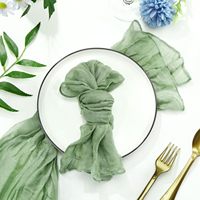 Chemin de Table en Gaze Vert Sauge 10 Pi Épais Rustique, Nappe Bohème 120 Pouces pour Mariage Nuptial