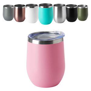 Gobelets à vin isothermes en acier inoxydable à double paroi en forme d'œuf de 12 oz avec logo personnalisé - Product Image 2