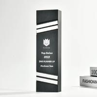 Trophée en ardoise noire gravé sur mesure, plaque de récompense en bois avec bandes dorées et argentées pour la reconnaissance des meilleures ventes d'entreprise, souvenir