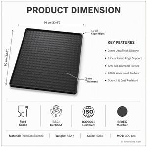 LA Custom Logo Non-Slip Silicone Washing Machine Top Mat 60x60cm Waterproof <b>Scratch</b>-Resistant Laundry Room <b>Pad</b> OEM ODM - Product Image 1
