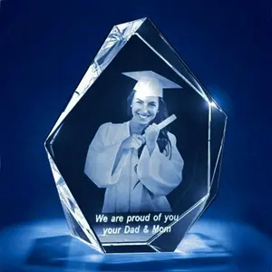 Wholesale Modern High Quality Blank K9 Crystal Iceberg Trophy Custom 3d Picture Crystal Glass Photo Frame