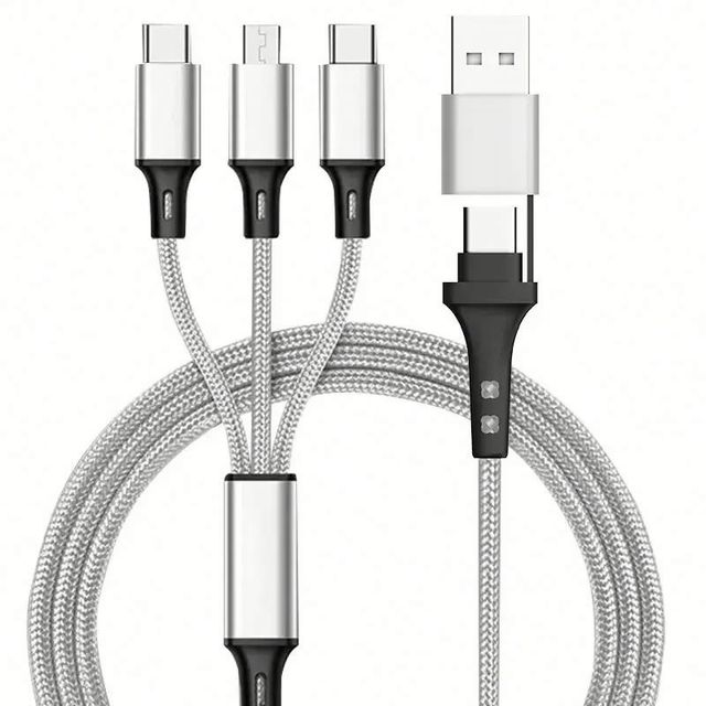 5 in 1 Pure Copper Type-C Multifunction Phone Micro USB Type C Charger Cable 1.2m Super Charging Cable Braided Data Cable