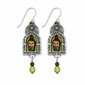 Orecchini Vintage a Forma di Gufo Verde Oliva, Regali per Feste Femminili - Product Image 1