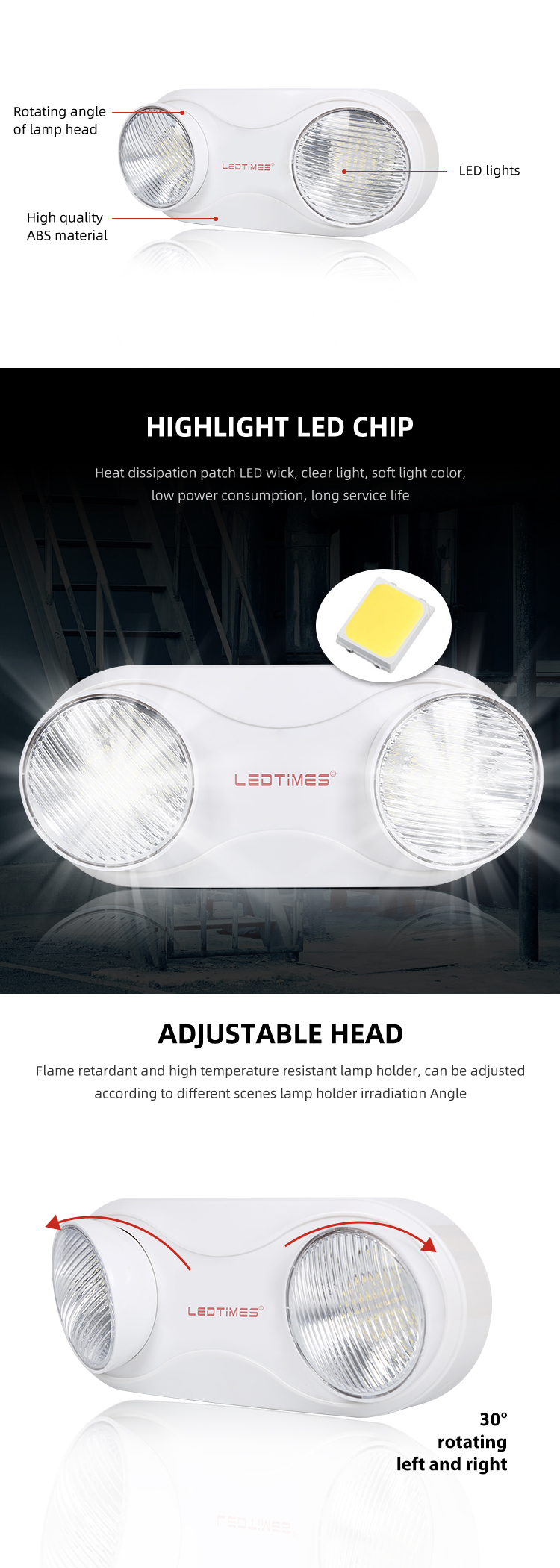Low Price 48PCS Adjustable Dual Heads Indoor Factory 6V Portable Rechargeable Led Emergency Light