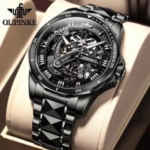 For Black <b>Skeleton</b> Men's Wristwatch Luxury Waterproof High Quality Stainless Steel <b>Automatic</b> Mechanical 20mm Hangzhou - Product Image 4