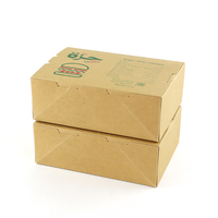 Boîtes à hamburgers en papier kraft personnalisées, pliables, jetables, pour les restaurants à emporter et les chaînes de restauration rapide