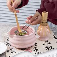 Ensemble d'accessoires pour matcha japonais, MOQ 20 pièces, fouet à matcha rose, bol à matcha, support pour fouet en céramique, kit de cérémonie fait main, personnalisable