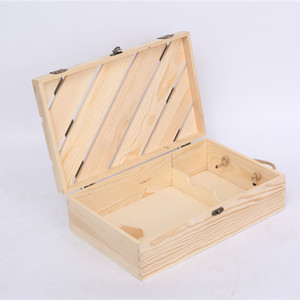 Caja de Vino de Madera de Pino Rectangular Hecha a Mano, Regalo Artesanal, para Una o Dos Botellas, Personalizada - Product Image 5