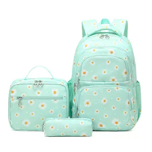 2023 Fabrik benutzer definierte Großhandel Student Rucksack Mode Schmetterling Druck Mädchen Schult aschen Set mit Lunch Bag Pencil Bag Cute