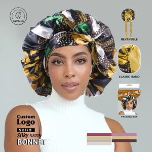Tresse cheveux bord foulards tête nuit bonnets de couchage tache soie cravate cheveux tresses enveloppes Double face femmes Bonnet - Product Image 2