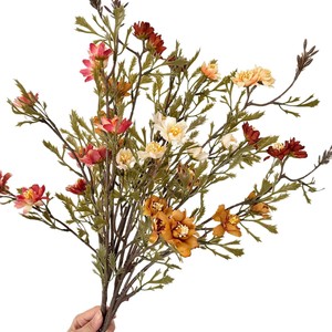 Bouquet de chrysanthèmes artificiels Yasunobu, orange, rouge, marron, blanc, en soie, décoration d'automne, décoration de table de salon - Product Image 5