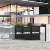 Automatische schuifpoort van aluminium met privacylamellen, op afstand bedienbaar, elektrisch, op maat gemaakt voor villa oprit, weerbestendig, anti-roest, beveiligingspoort voor binnenplaats