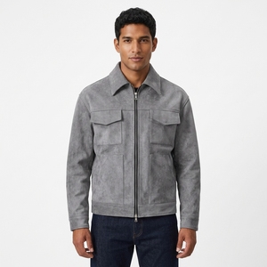 Blouson Bomber Unisexe Tendance Instagram Style Euro-Américain en Tissu Similier au Daim Spandex Coupe-Vent Doublure Épaisse Rembourrée Grande Taille - Product Image 2