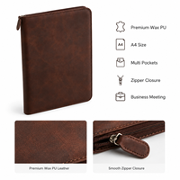 Portafolio de Cuero A4 con Cierre y Asa, con Calculadora, Bolsa para Documentos de PU Encerado Premium, Organizador de Negocios, con Logotipo Personalizado