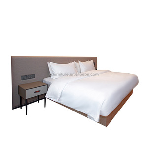 Modern Boutique Hotel Bedroom Furniture Set Custom King Size MDF <b>Panel</b> Wooden Bed Frame with Upholstered <b>Headboard</b> & Nightstands - Product Image 6