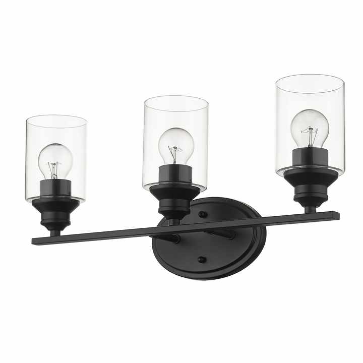 HMS Modern Three-Light Wall Lamp Matte Black with Clear Glass Shade Golden Steel Body for Bedroom Living Room Stair Square Style