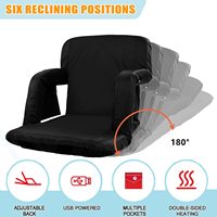 Chaise de camping chauffante à 3 niveaux pour l'extérieur, support de bras réglable, siège de stade chauffant USB pour gradins
