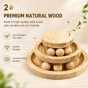 Juguete de madera para gatos con pista rodante de triple capa, juguete para aliviar el aburrimiento y hacer ejercicio para gatos - Product Image 2