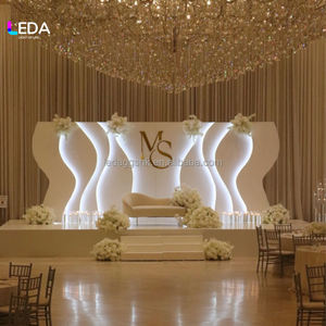 LEDA Hot Sale Luxury White Acrylic Popular <b>Backdrop</b> Wedding With Light for wedding birthday events decor - Product Image 2