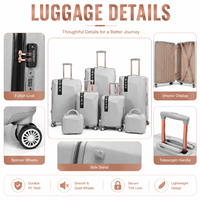 Valise trolley rigide en ABS, 4 roues, serrure à clé, doublure en polyester moderne, légère