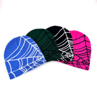 Bonnet sans revers en tricot jacquard style gothique toile d'araignée vintage Y2K personnalisé pour hommes