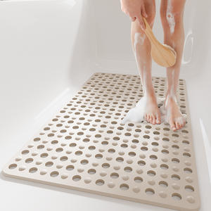 Tapis de bain antidérapant rectangulaire, couleur unie, design minimaliste, pour salle de bain, douche, sol, imperméable, antidérapant - Product Image 1