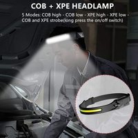 Lampe frontale LED COB rechargeable haute puissance, étanche, longue portée, en silicone, pour cyclisme, randonnée, travail, avec détecteur de mouvement, pour le camping