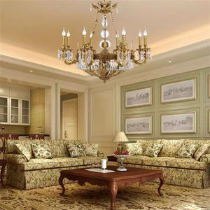 Lámpara de techo de cristal transparente K9 para comedor, luz colgante de lujo con 8 brazos de bronce para dormitorio - Product Image 2