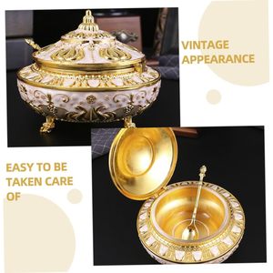 Tarro de azúcar Tulip con tapa tipo concha, contenedor grande de metal para especias, almacenamiento dorado para cocina con cuchara para condimentos, dulces y sal - Product Image 4