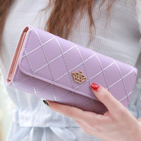 Dompet Panjang Wanita Kulit PU Gaya Sederhana, Dompet Koin Ber-resleting untuk Wanita, Tempat Kartu Tahan Air, Dompet Genggam Wanita