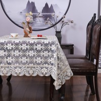 Nappes de table en dentelle organza brodée semi-transparente de luxe pour décorations de mariage, tissu élégant personnalisé pour l'art du thé et du café