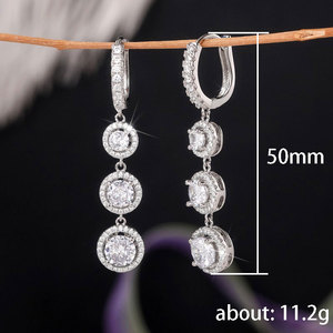 Orecchini pendenti rotondi con nappe lunghe da donna, gioielli alla moda eleganti e versatili - Product Image 3