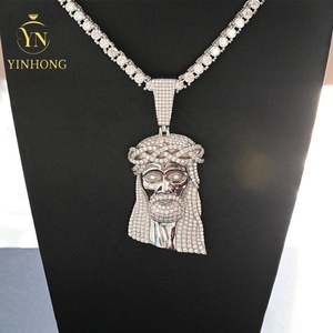 Colgante de Jesús con Incrustaciones de Diamantes de Imitación, Chapado en Oro de 18k sobre Plata de Ley, Joyería Personalizada para <span class=keywords><strong>Raperos</strong></span>, Pasa el Test de Diamantes - Product Image 2