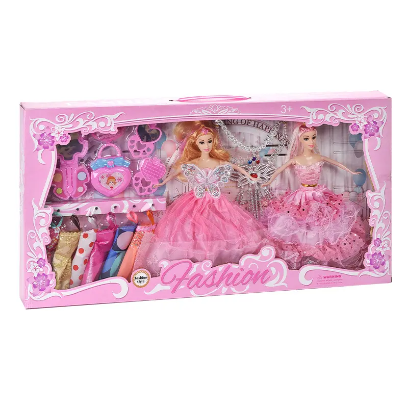 नई कार्टून गुड़िया पोशाक सेट बच्चे को लड़कियों के लिए राजकुमारी गुड़िया खिलौना थोक मूल्य