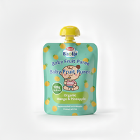 Sachet Doypack à bec verseur imprimé sur mesure, haute barrière, pour pâteurisation, 90g 120g, pour purée de fruits pour bébé