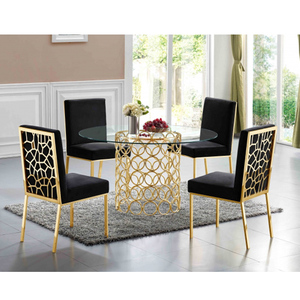 Pzcn Nhà Thép Không Gỉ Chân Nhung Vải Tufted Đồ Nội Thất 4 6 8 Miếng Phòng Ăn Ghế Và Bàn Ăn - Product Image 6