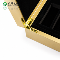 Étui de rangement pour bijoux en métal doré avec surface en marbre noir de luxe, insert en mousse personnalisé, valise rigide, emballage cadeau pour cosmétiques et montres